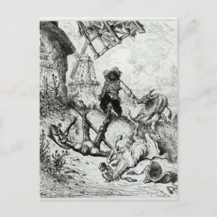 Don Quixote and the Windmills Postcard