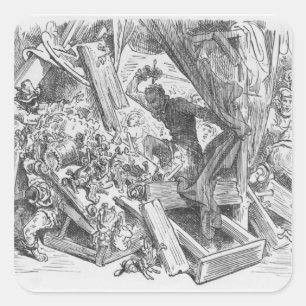 Don Quixote fighting the puppets Square Sticker