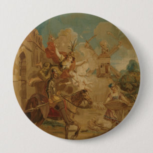 Don Quixote Guided by Folly, 18th century tapestry 10 Cm Round Badge