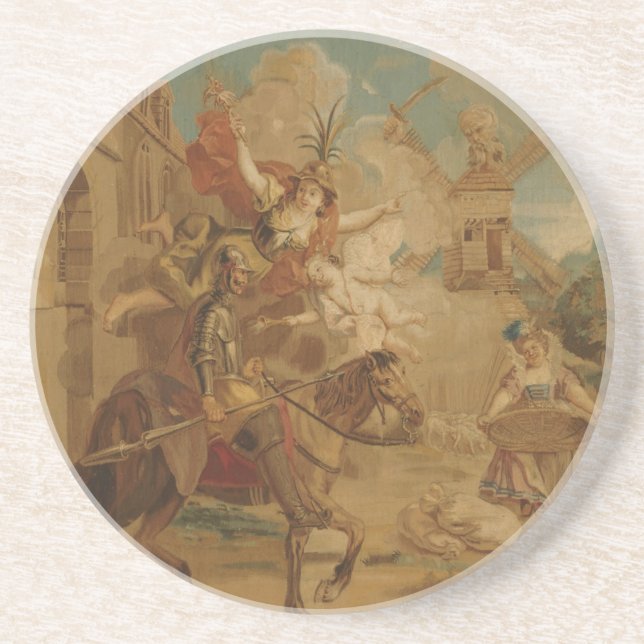 Don Quixote Guided by Folly, 18th century tapestry Coaster (Front)