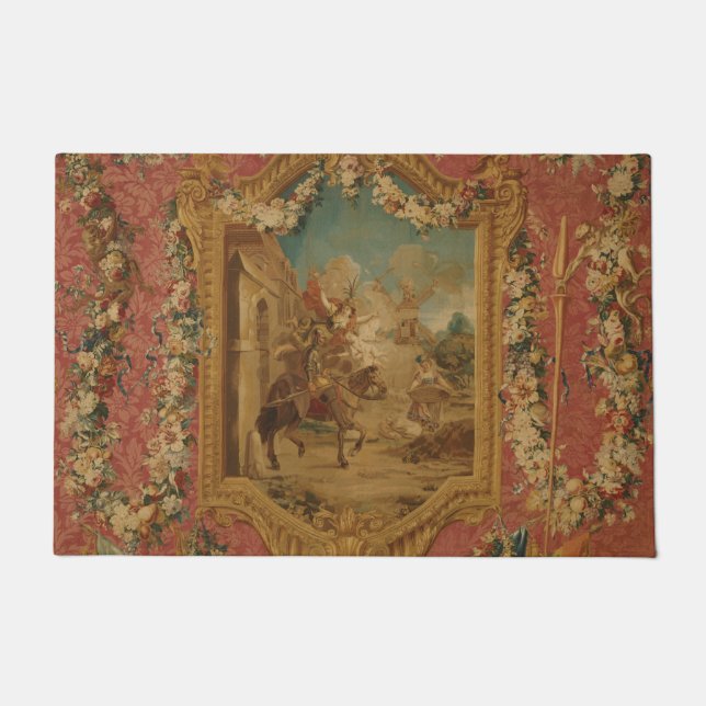 Don Quixote Guided by Folly, 18th century tapestry Doormat (Front)