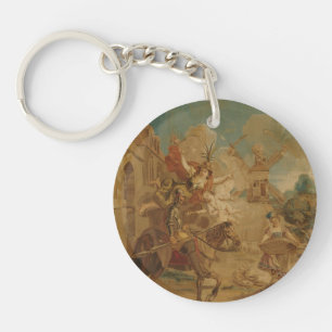 Don Quixote Guided by Folly, 18th century tapestry Key Ring