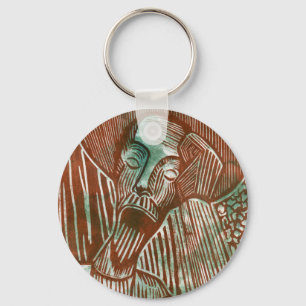 Don Quixote in Green and Brown Key Ring