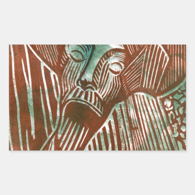 Don Quixote in Green and Brown Rectangular Sticker (Front)