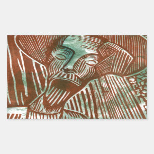 Don Quixote in Green and Brown Rectangular Sticker