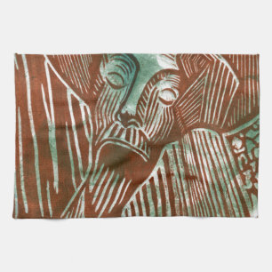 Don Quixote in Green and Brown Tea Towel