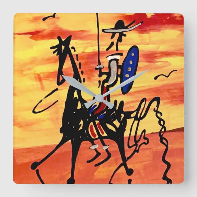 Don Quixote Square Wall Clock (Front)