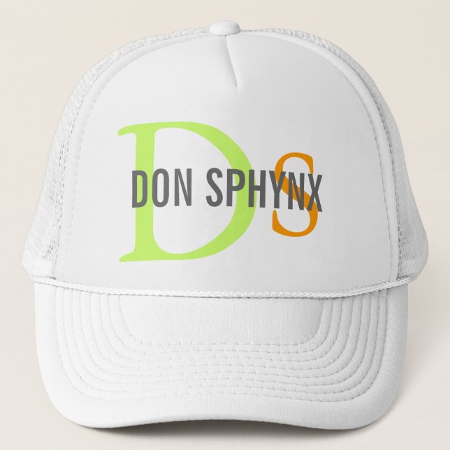 Don Sphynx Cat Monogram Design Trucker Hat (Front)