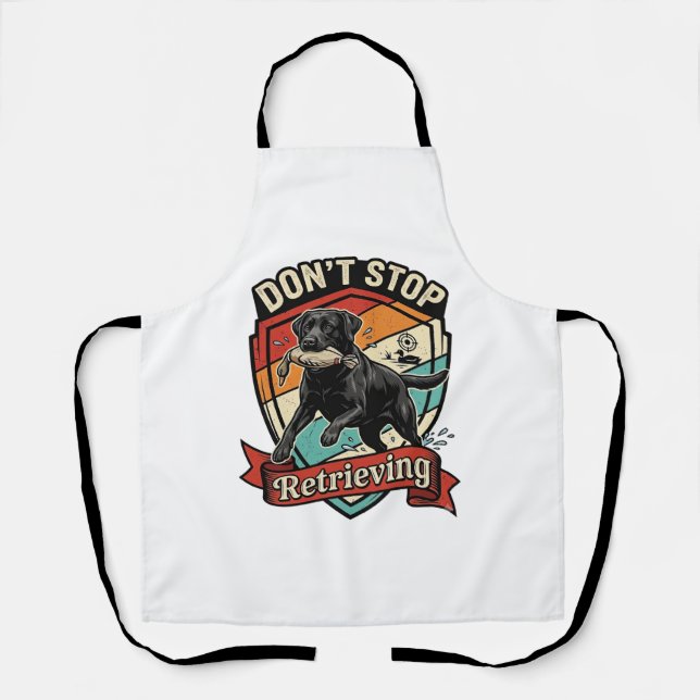 Don Stop Retrieving Black Labrador Dog Duck Retro  Apron (Front)