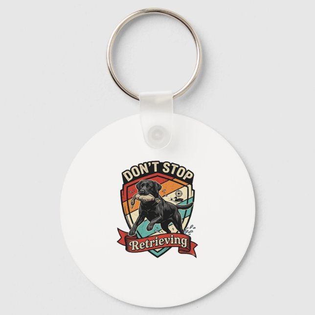 Don Stop Retrieving Black Labrador Dog Duck Retro  Key Ring (Front)
