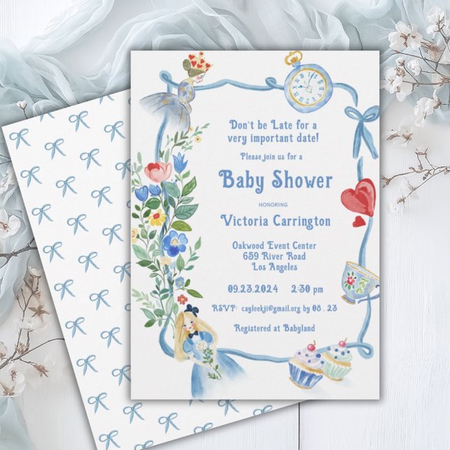 Don’t Be Late Alice in Wonderland Baby Shower Invitation (Creator Uploaded)