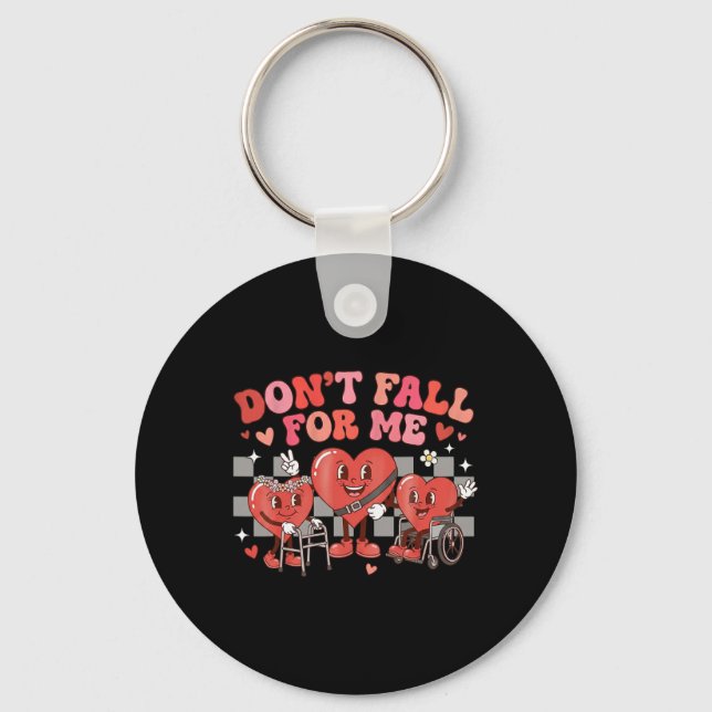 Don’t Fall For Me Cute Heart Disability Inclusion  Key Ring (Front)