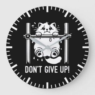 Don’t Give Up - Funny Gym Cat  Motivational Humour Large Clock