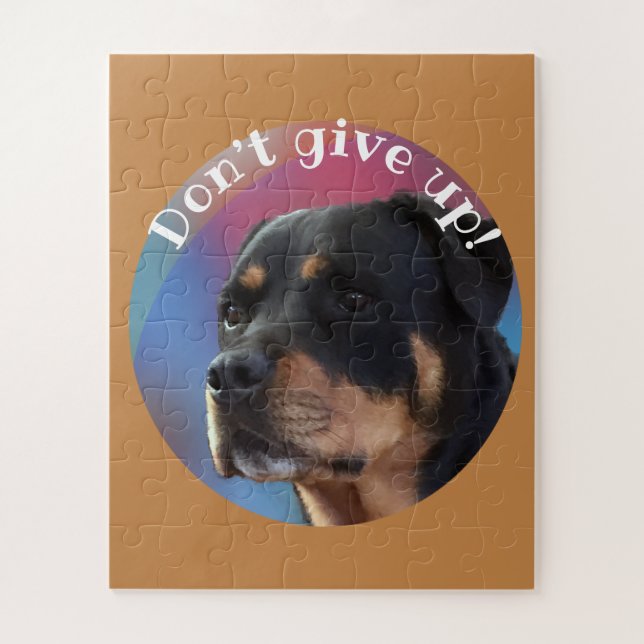 Don’t Give Up Rottweiler Classic Round Jigsaw Puzzle (Vertical)