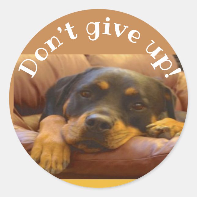 Don’t Give Up Rottweiler Encouragement Classic Round Sticker (Front)
