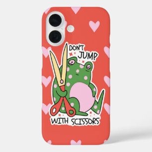 Don’t Jump With Scissors Frog Caution Chaos iPhone 16 Case