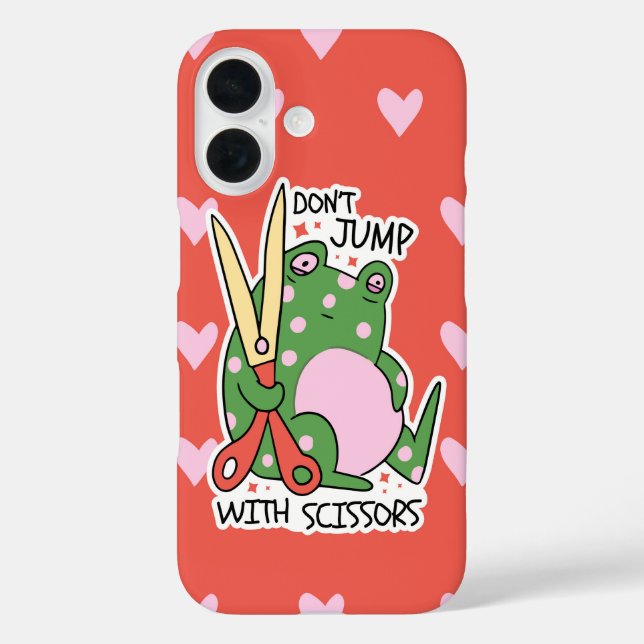 Don’t Jump With Scissors Frog Caution Chaos Case-Mate iPhone Case (Back)