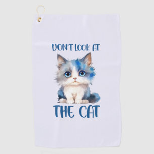 Don’t Look at the Cat – Adorable Bluish Kitten Golf Towel