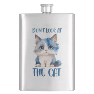 Don’t Look at the Cat – Adorable Bluish Kitten Hip Flask