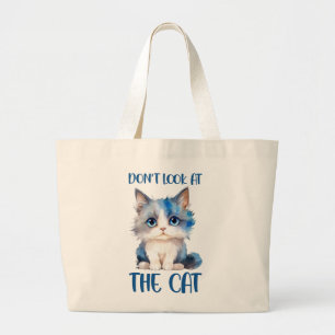 Don’t Look at the Cat – Adorable Bluish Kitten Large Tote Bag