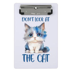 Don’t Look at the Cat – Adorable Bluish Kitten Mini Clipboard