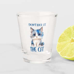 Don’t Look at the Cat – Adorable Bluish Kitten Shot Glass
