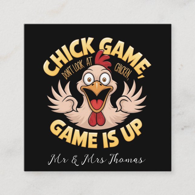 Don’t Look at the Chicken The Funny Game  Square Business Card (Front)
