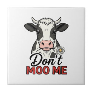 Don’t Moo Me Funny Cow Vintage Engraving Ceramic Tile