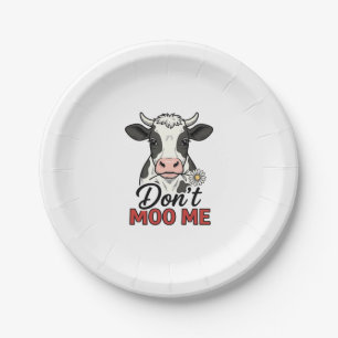 Don’t Moo Me Funny Cow Vintage Engraving Paper Plate