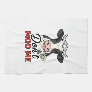 Don’t Moo Me Funny Cow Vintage Engraving Tea Towel