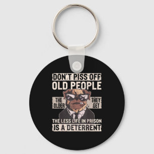 Don´t Off Old People Funny Birthday Dog Graphic Fo Key Ring