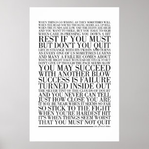 Don’t Quit by John Greenleaf Whittier Poster