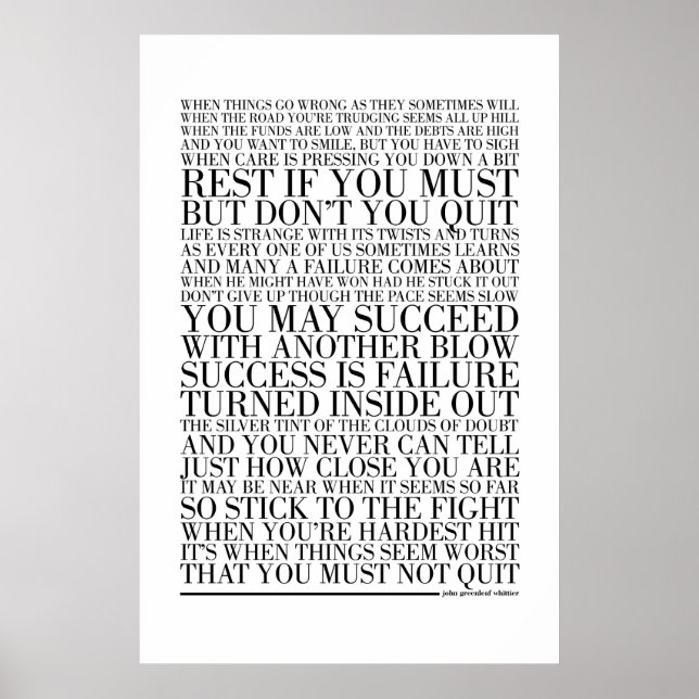 Don’t Quit by John Greenleaf Whittier Poster (Front)