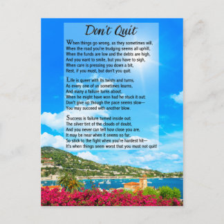 Don’t Quit Poem Postcard