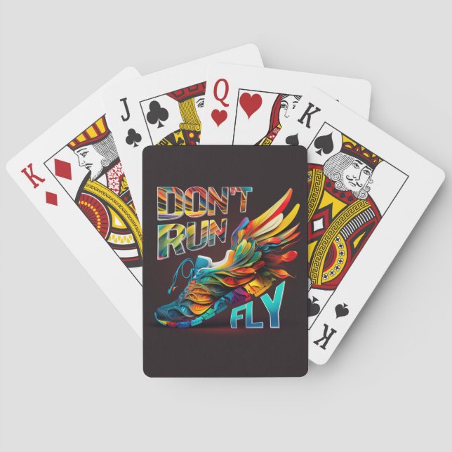 Don’t run, Fly | Neon Running shoe Playing Cards (Back)