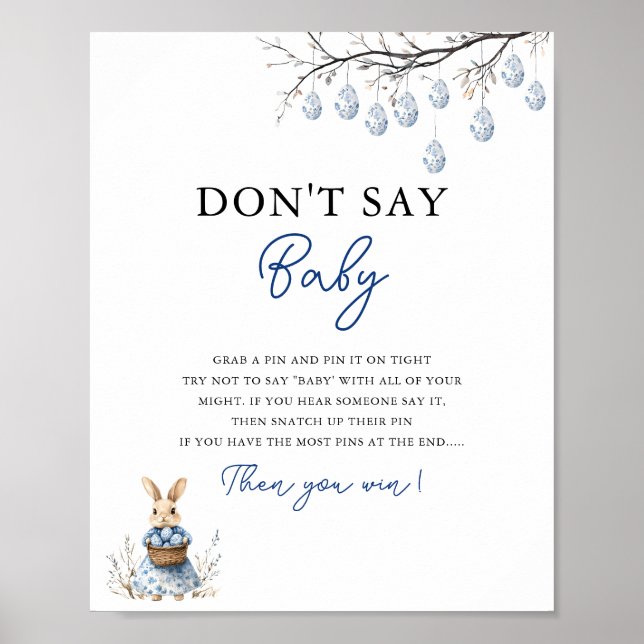 Don’t Say Baby Easter Chinoiserie Baby Shower Poster (Front)