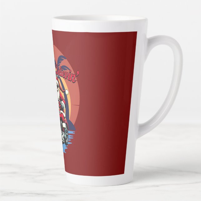 "Don’t Stop Believin’ – Santa Rides into Christmas Latte Mug (Right)