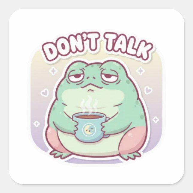 Don’t Talk Frog Sticker Cute Annoyed Frog Coffee M (Front)