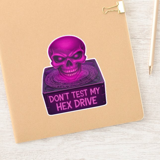 Don’t Test My Hex Drive – Purple Skull Sticker (Notebook)