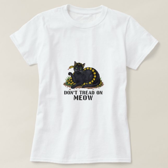 Don’t Tread on Meow – Revolutionary Cat T-shirt (Design Front)