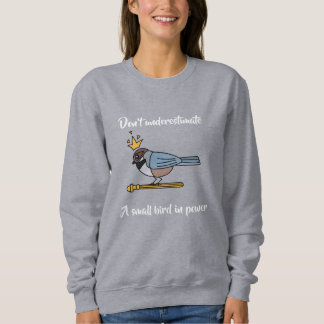 Don’t underestimate a small bird in power sweatshirt