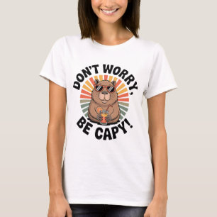 Don’t Worry, Be Capy – Retro Chill Capybara T-Shirt