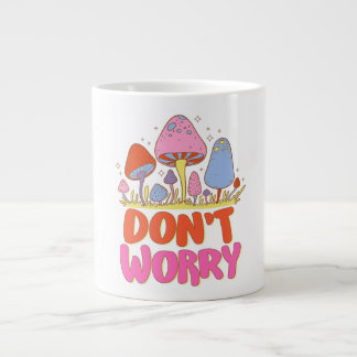  Don’t Worry – Colourful Kawaii Mushroom Large Coffee Mug
