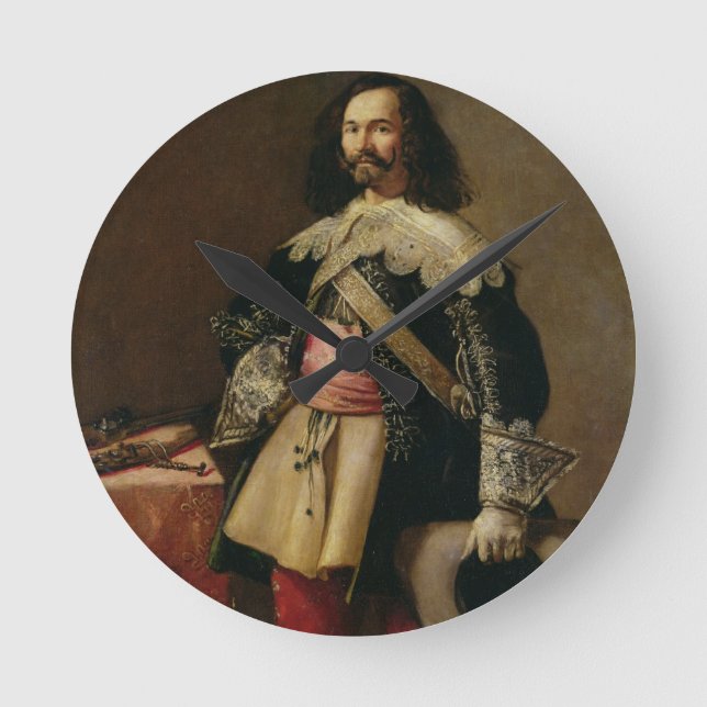 Don Tiburcio de Redin y Cruzat (oil on canvas) Round Clock (Front)
