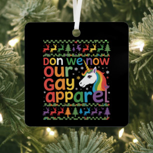 Don We Now Our Gay Apparel Unicorn Gay Christmas Metal Tree Decoration