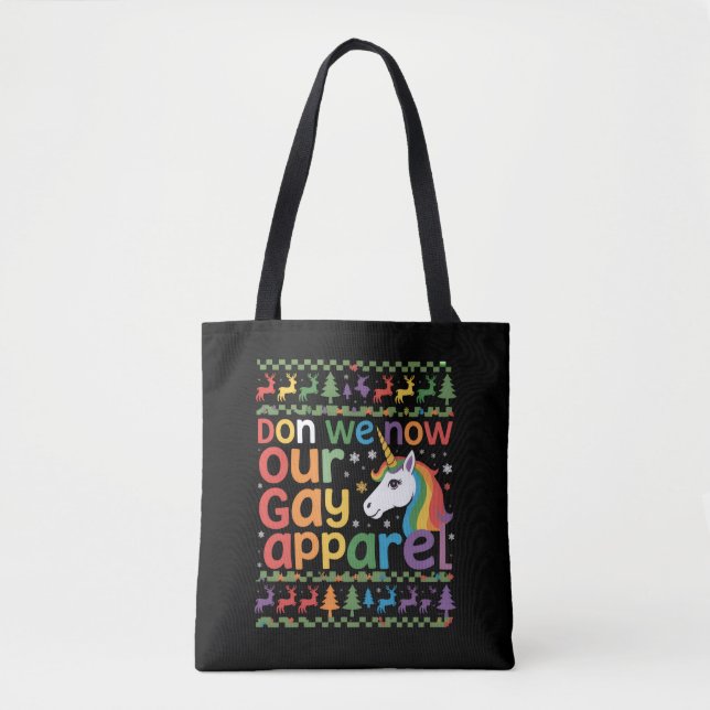 Don We Now Our Gay Apparel Unicorn Gay Christmas  Tote Bag (Front)