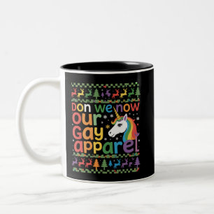 Don We Now Our Gay Apparel Unicorn Gay Christmas  Two-Tone Coffee Mug