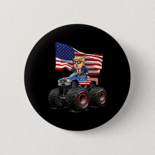 Donad Trump Monster Truck 4th Of July Usa Flag Fun 6 Cm Round Badge