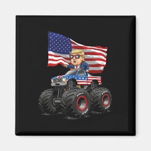 Donad Trump Monster Truck 4th Of July Usa Flag Fun Magnet