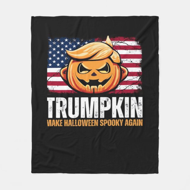 Donald Halloween - Trumpkin Make Halloween Spooky  Fleece Blanket (Front)